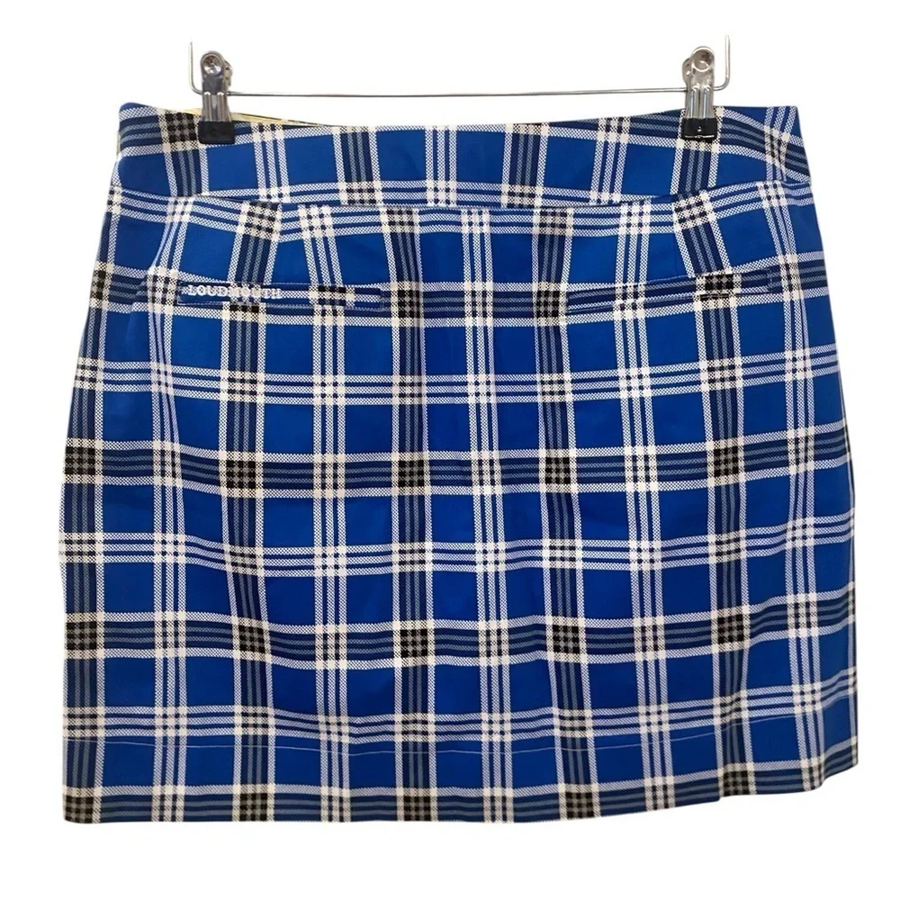 Loudmouth Fairway Blue Plaid Golf Athletic Skirt Skort